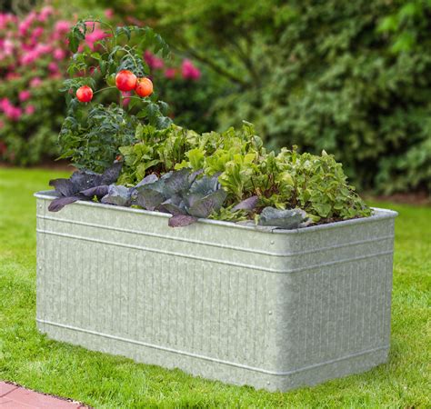 large rectangular galvanized metal planters